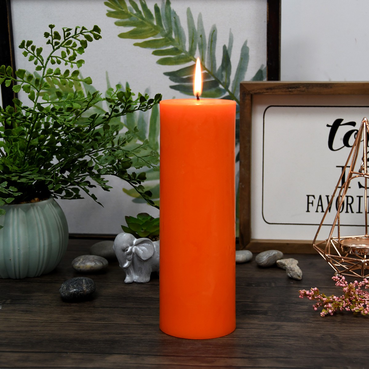 3 x 9 Inch Orange Pillar Candles (12pcs/Case) Bulk