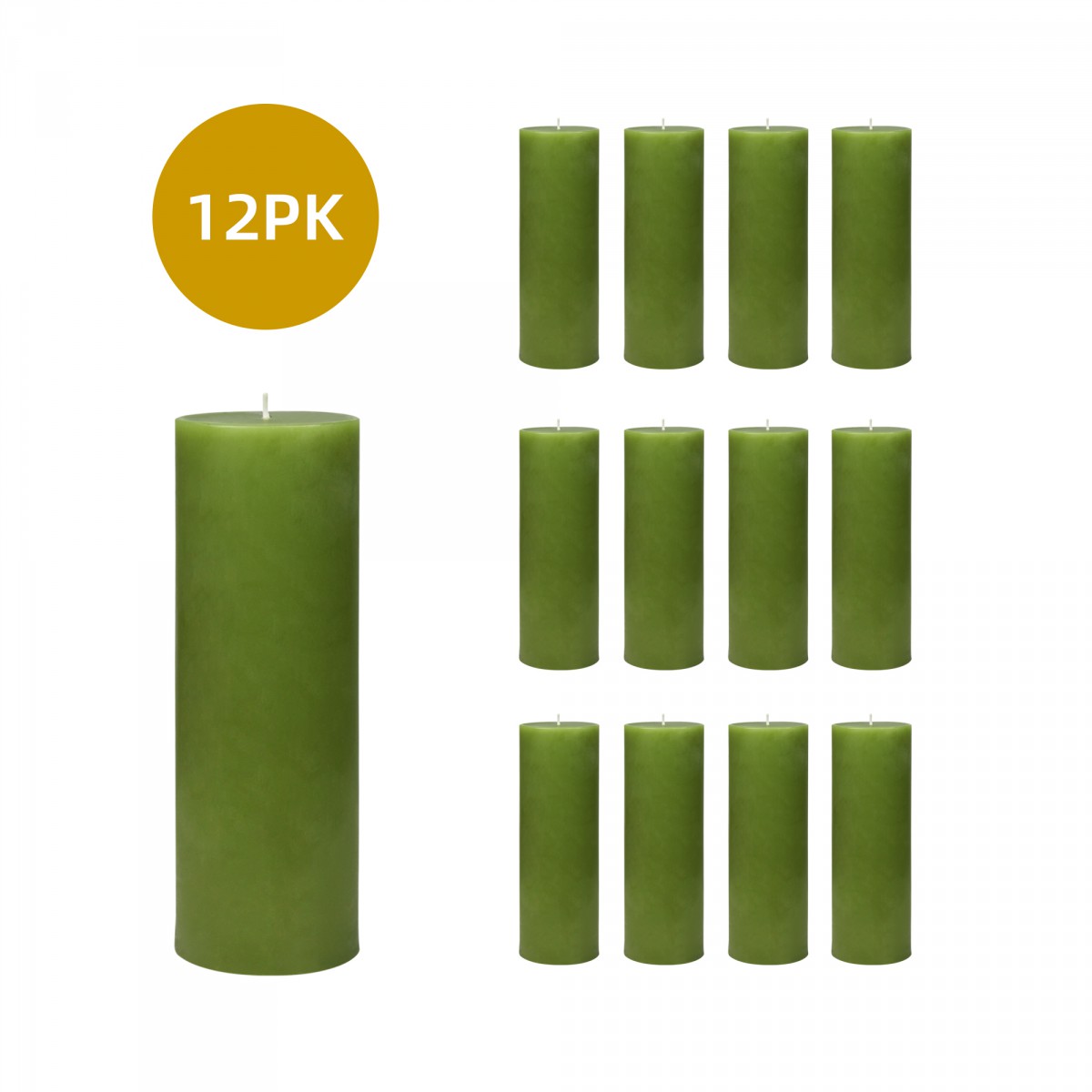 3 x 9 Inch Sage Green Pillar Candle