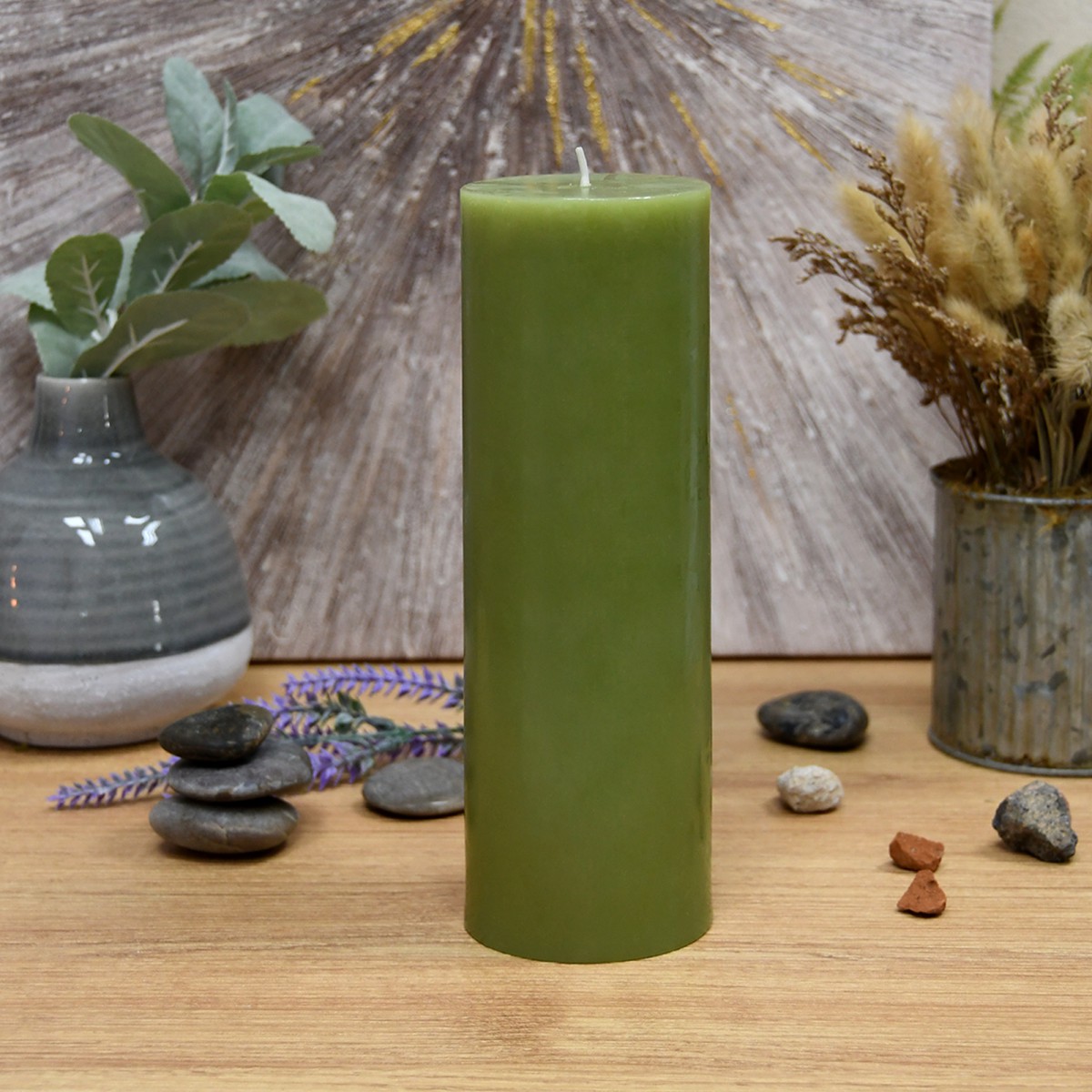 3 x 9 Inch Sage Green Pillar Candles (12pcs/Case) Bulk