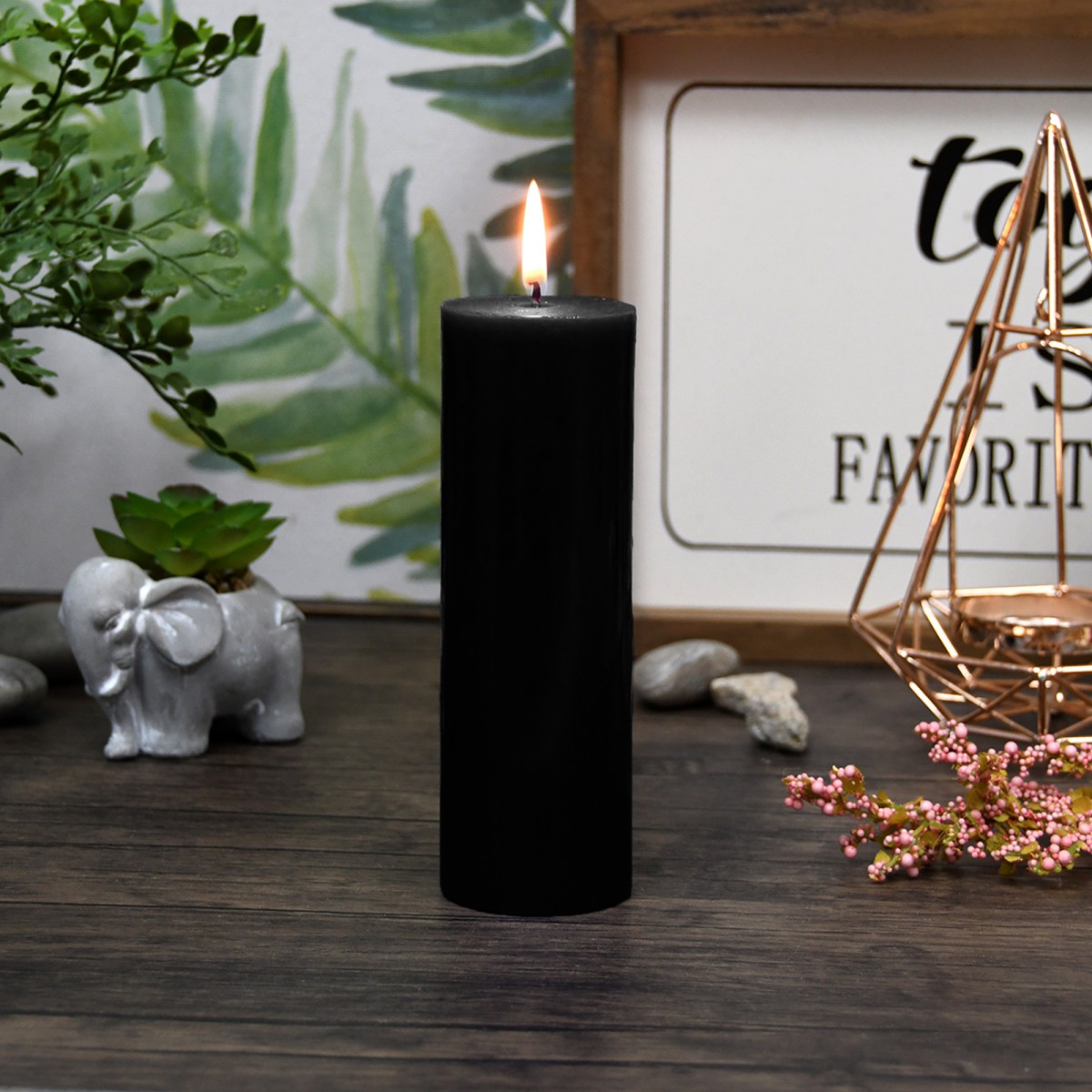 2 x 6 Inch Black Pillar Candle 24pcs Case Bulk