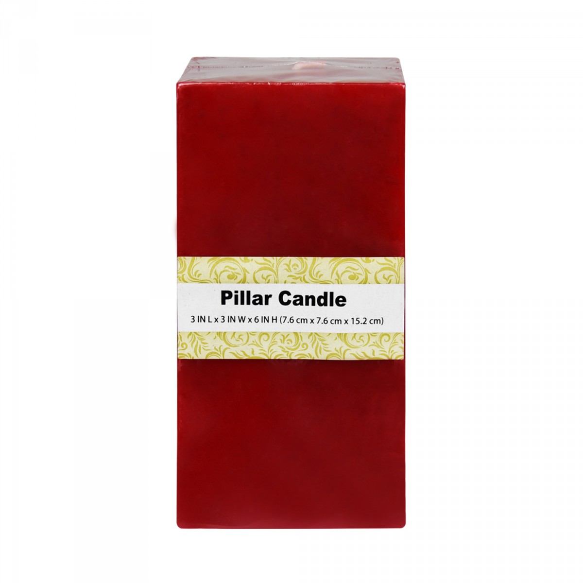 3 x 6 Inch Red Square Pillar Candle (12pcs/Case) Bulk