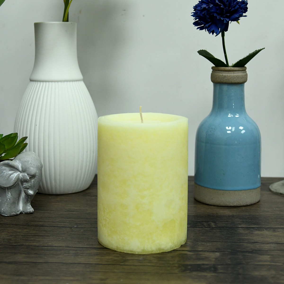 3 Inch x 4 Inch Ivory Vanilla Scented Pillar Candle