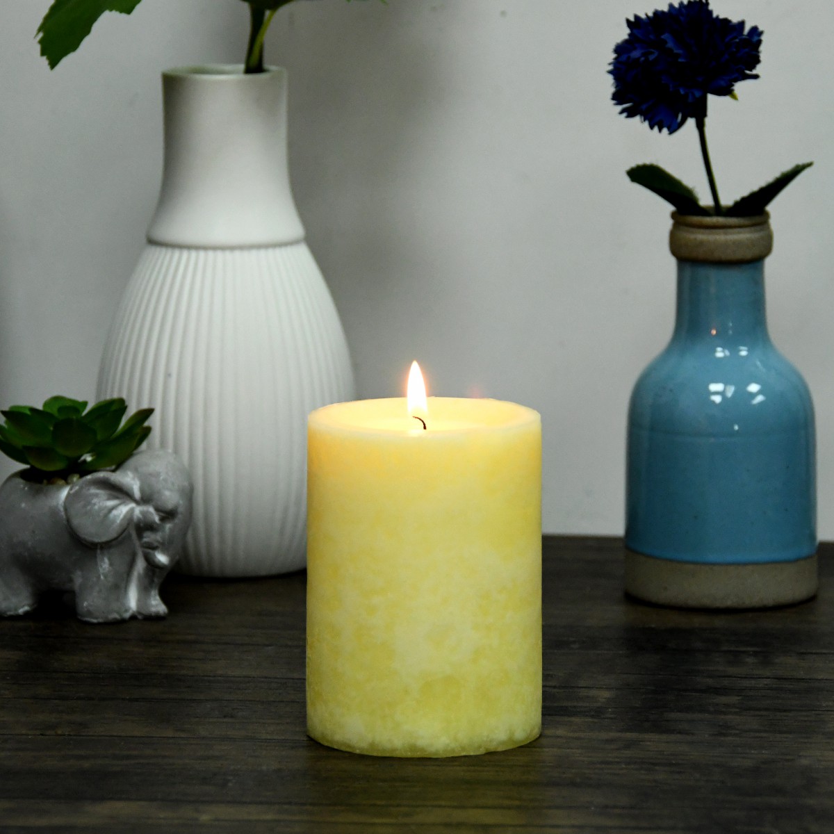 3 Inch x 4 Inch Ivory Vanilla Scented Pillar Candle
