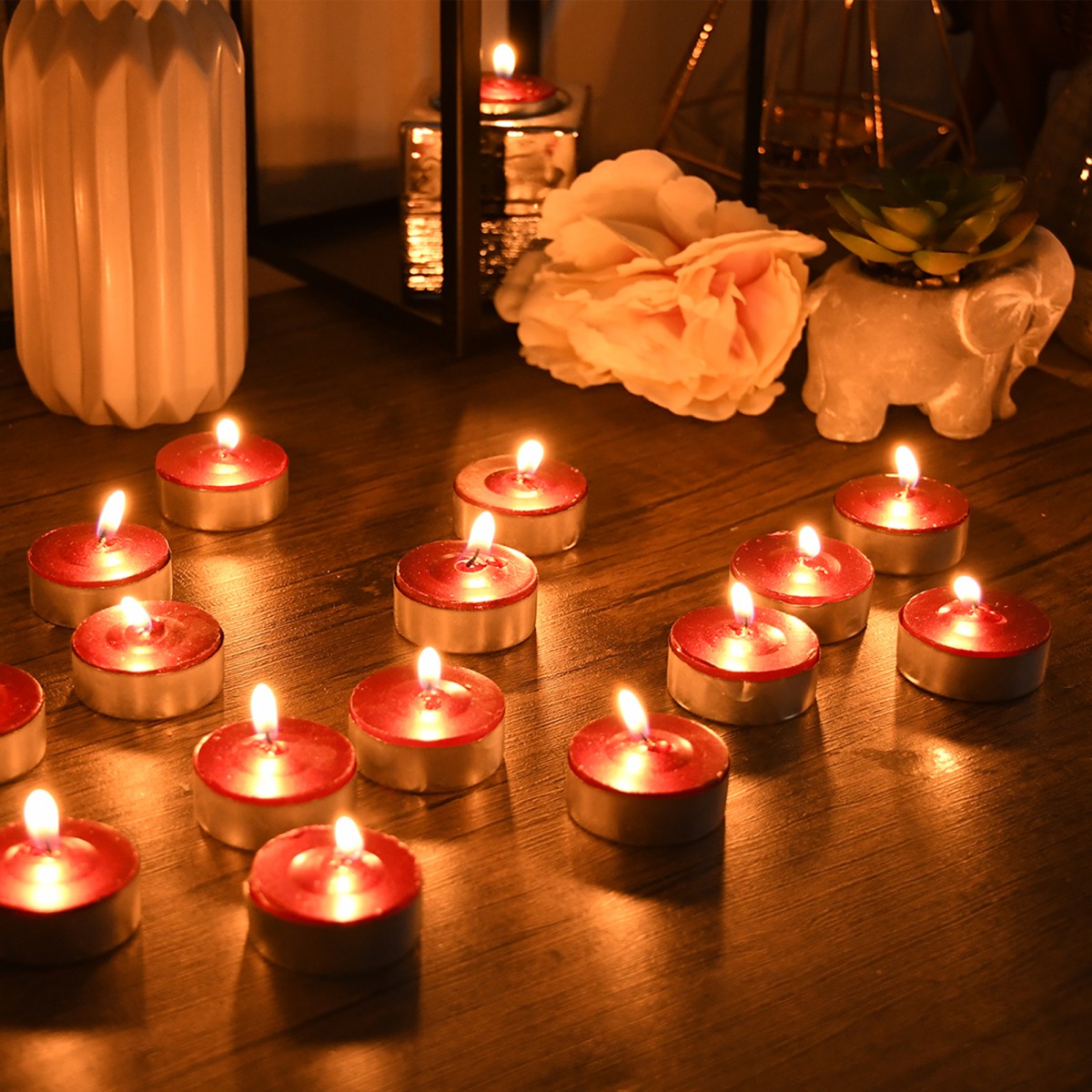 Metallic Red Tealight Candles (50pcs/Pack)
