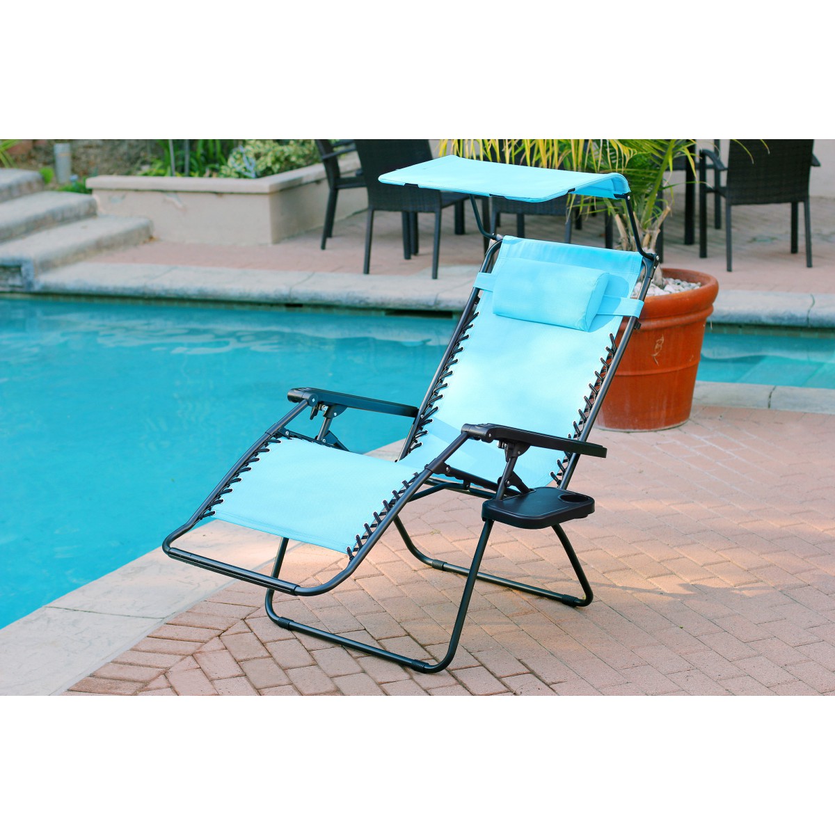 Oversized Zero Gravity Chair with Sunshade and Drink Tray Pacific
