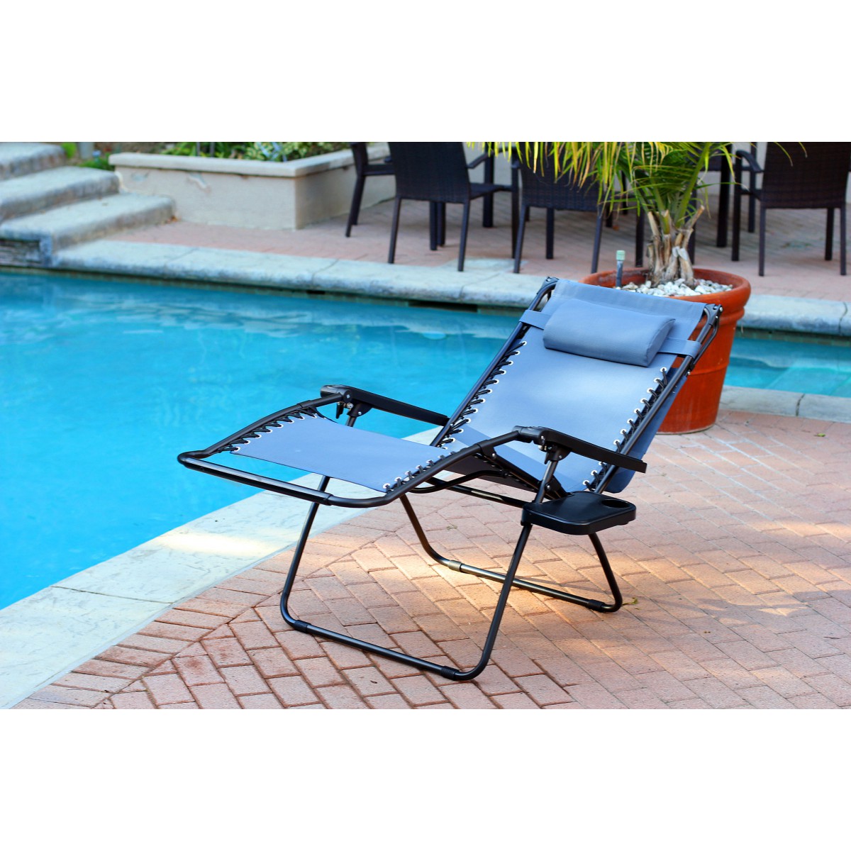 Set of 2 Oversized Zero Gravity Chair with Sunshade and Drink Tray