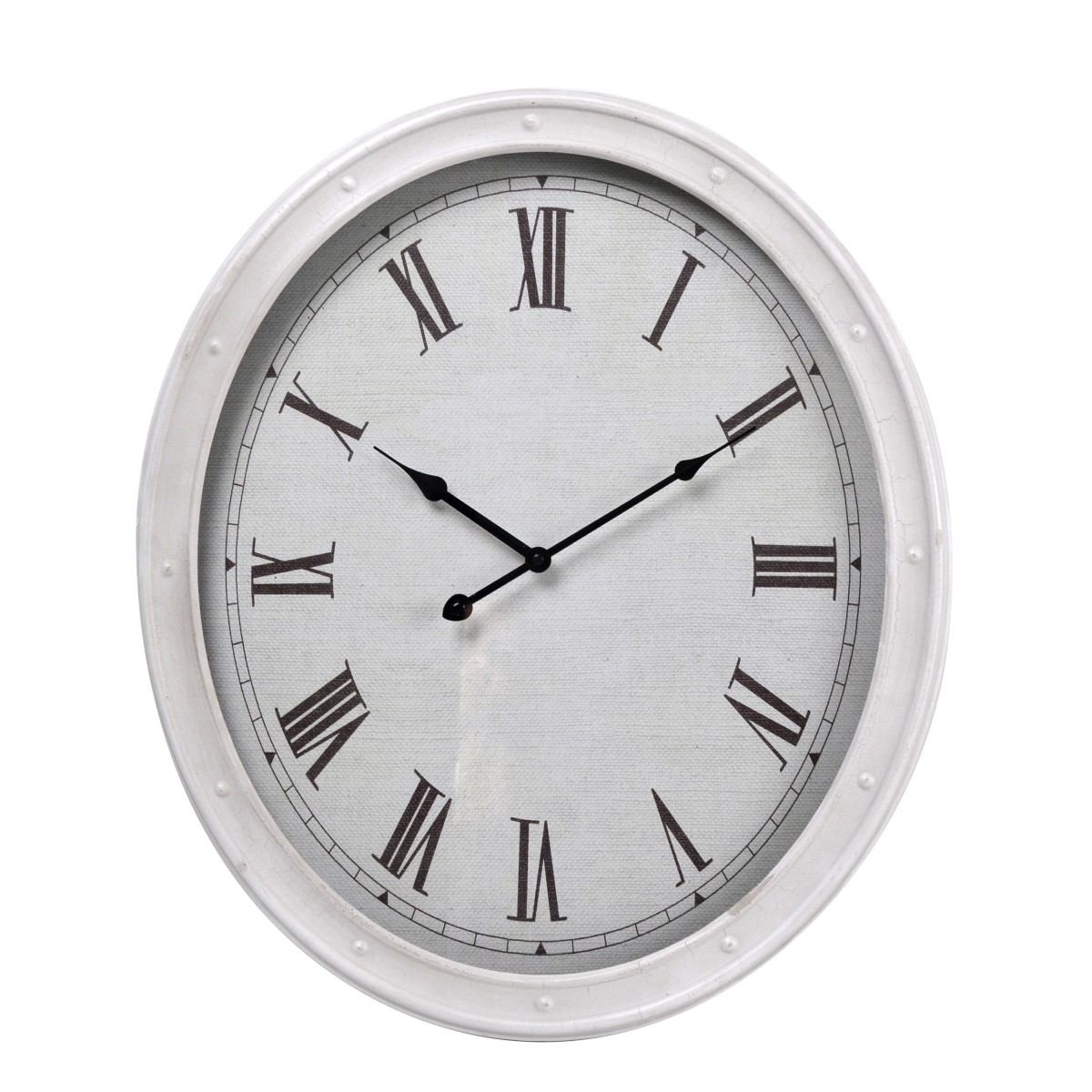 20 Inch White Metal Oval Wall Clock