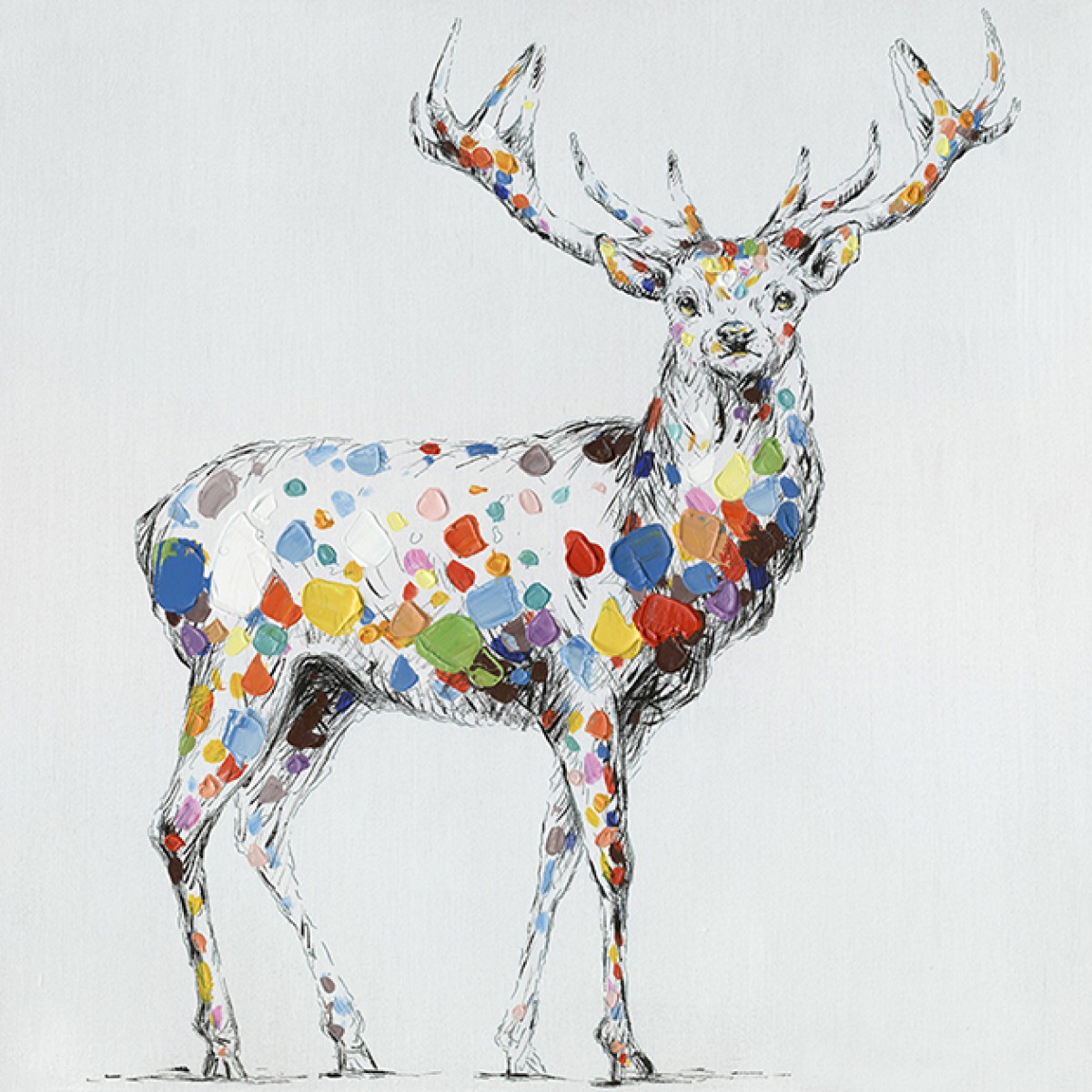 32 X 32 Color Deer Collection I Oil Painting Wall Decor