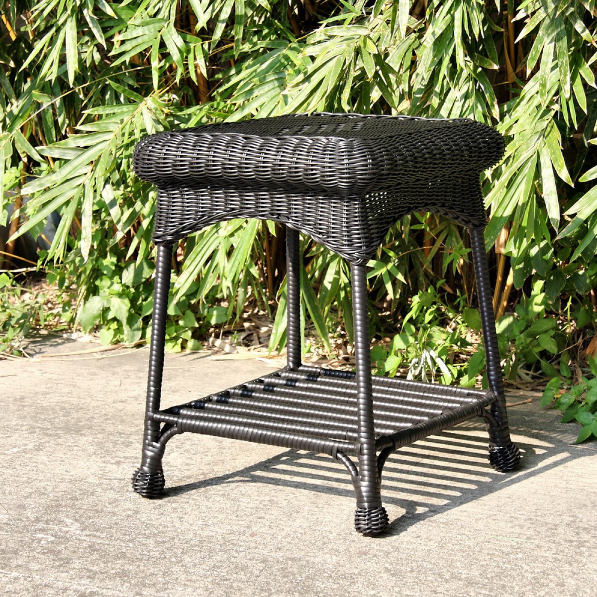 Black wicker online end table