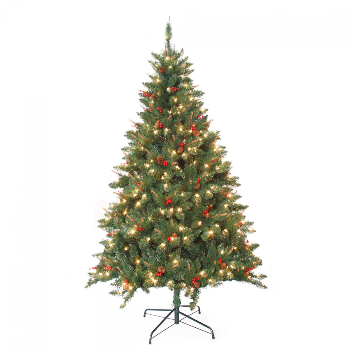 7 Feet. PreLit Berrywood Pine Artificial Christmas Tree