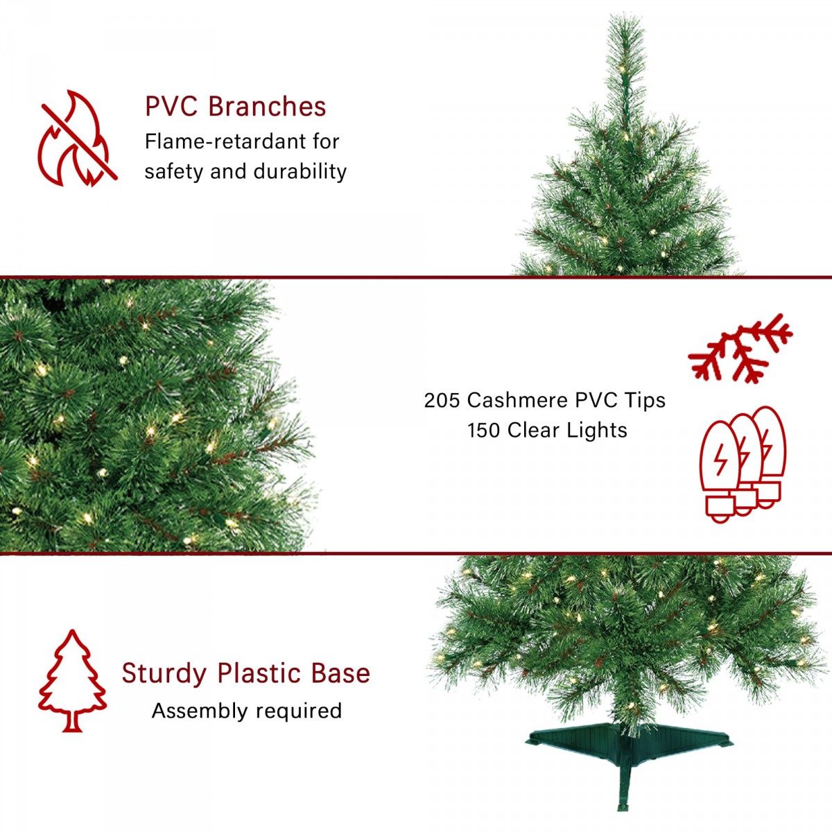 4 Feet. Pre-Lit Artificial Christmas Tree
