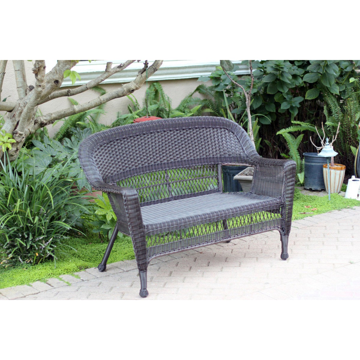Espresso Wicker Love Seat