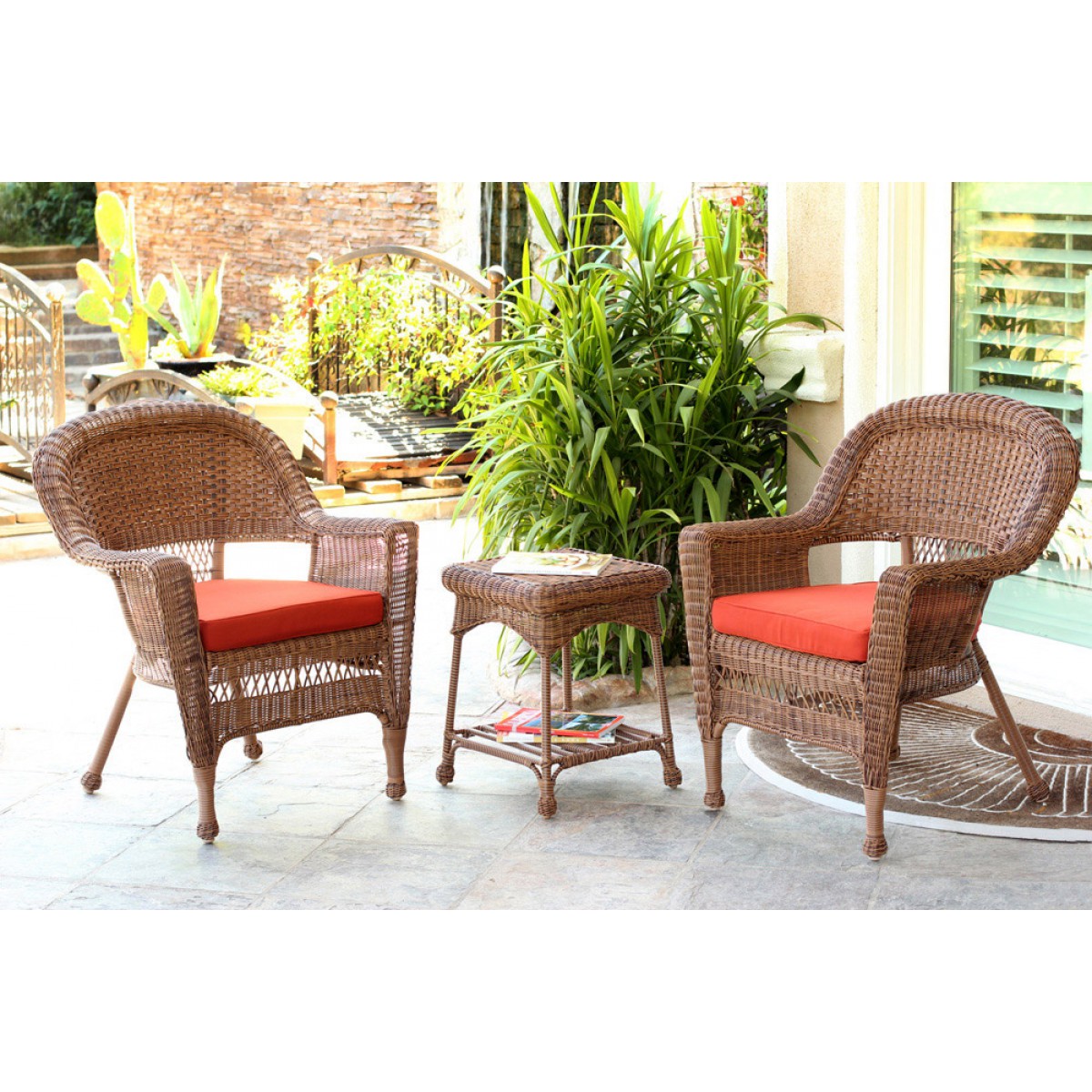 Red wicker chair cushions sales