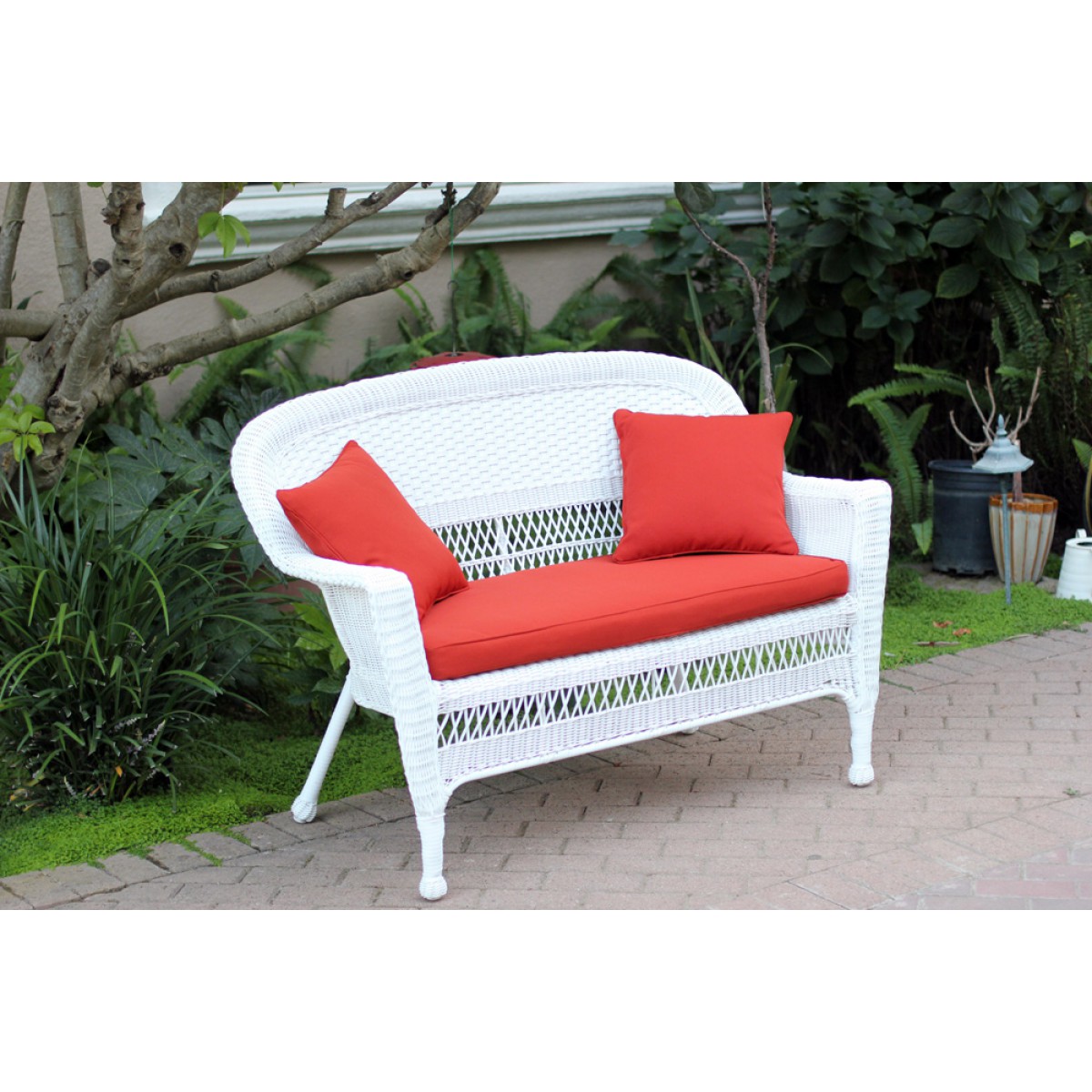 White resin loveseat sales