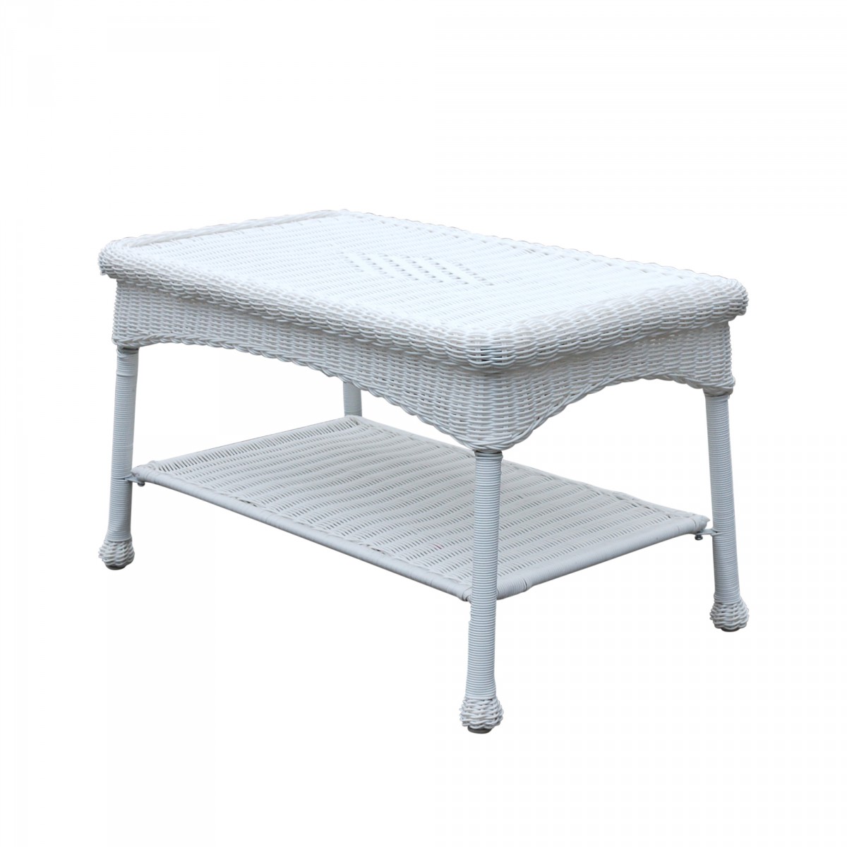 White resin wicker coffee table top