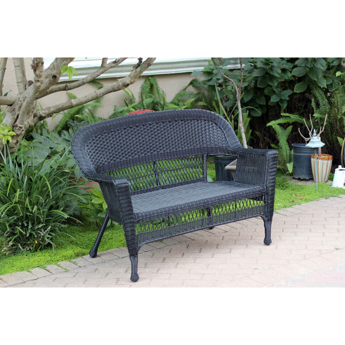 Black wicker loveseat top