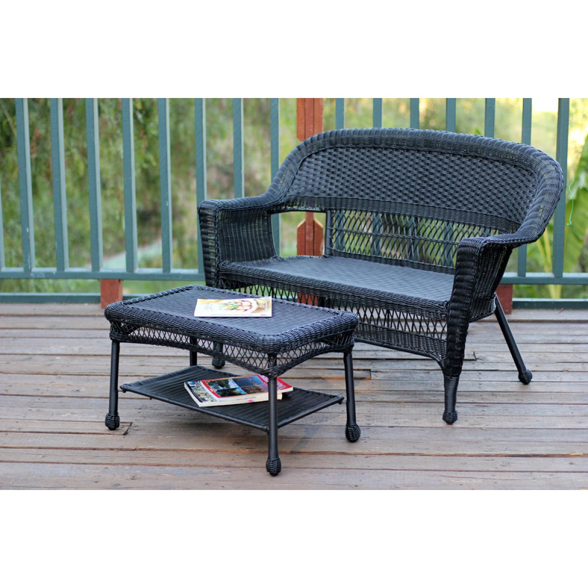 Black wicker 2025 patio loveseat