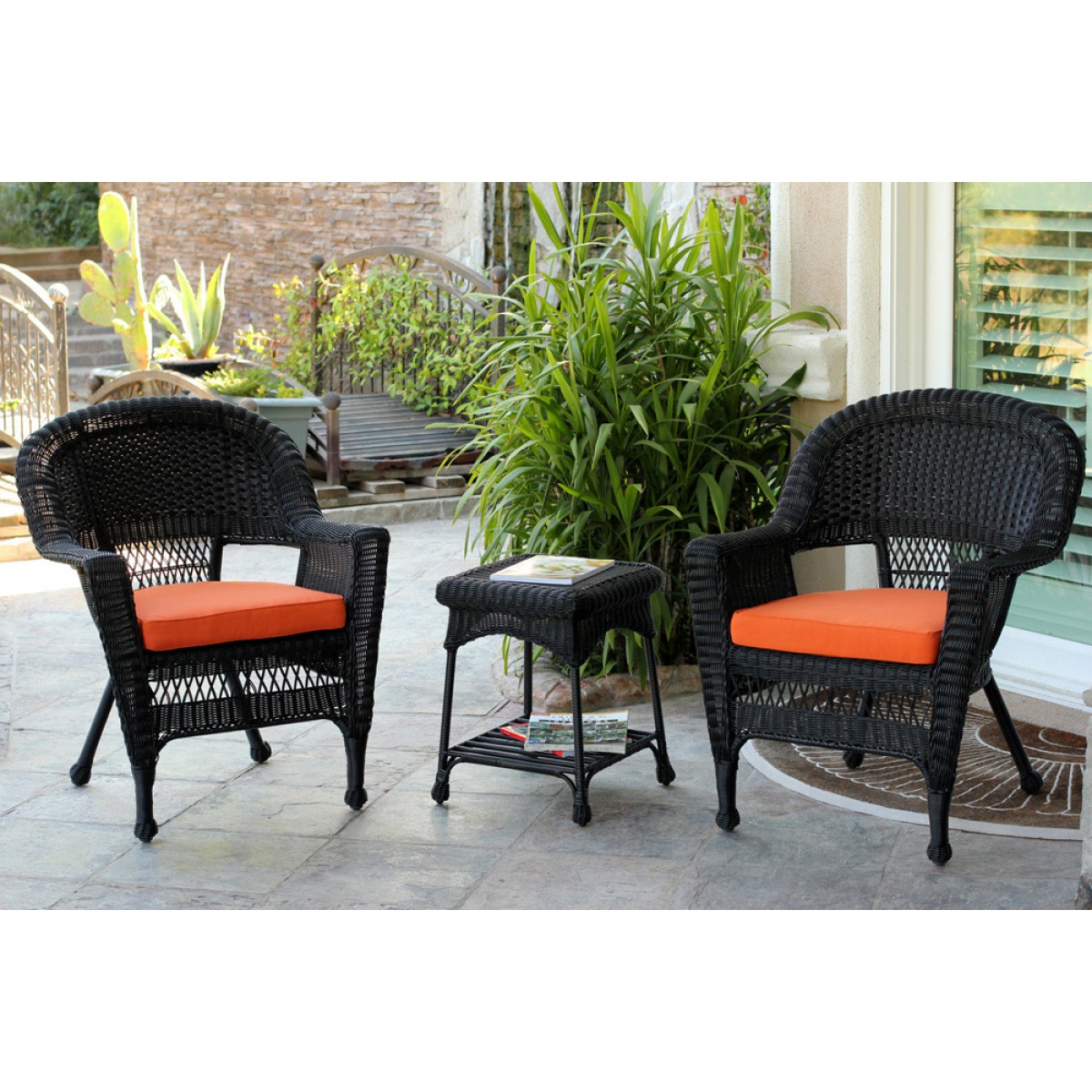 Orange wicker shop chair cushions