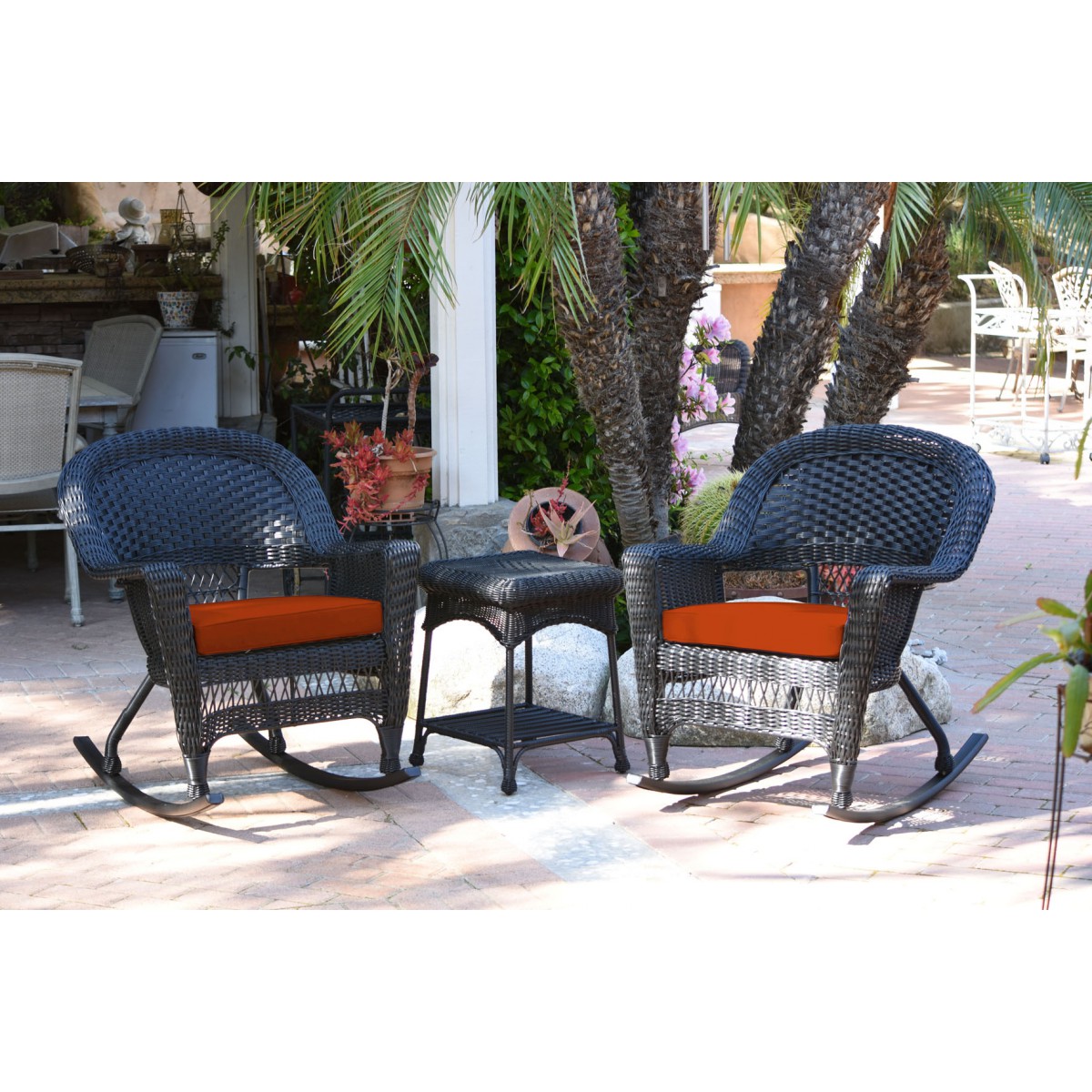 Black wicker chair best sale set