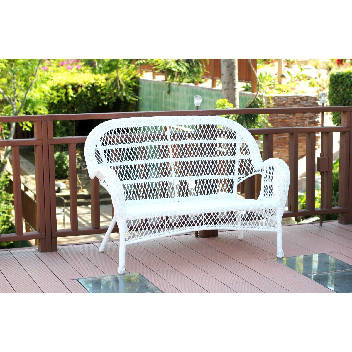 White wicker bench best sale seat