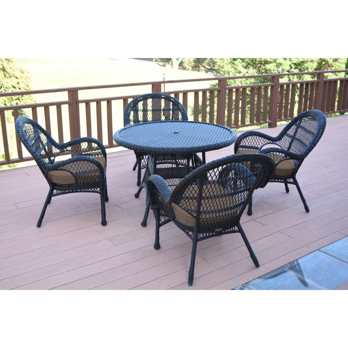 Black wicker dining sale table