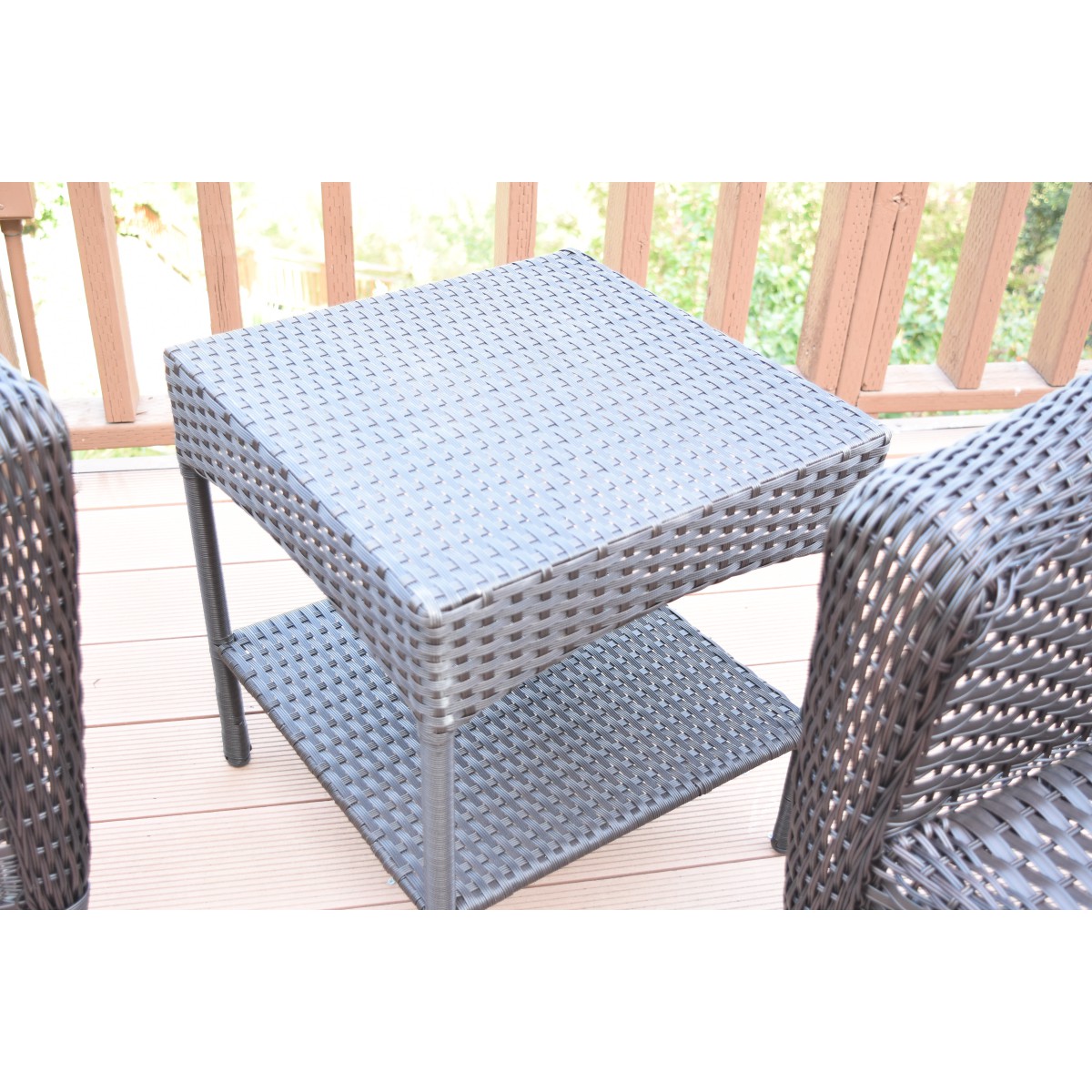 Set of 3 Espresso Resin Wicker Clark Single Chair with 2 inch Tan