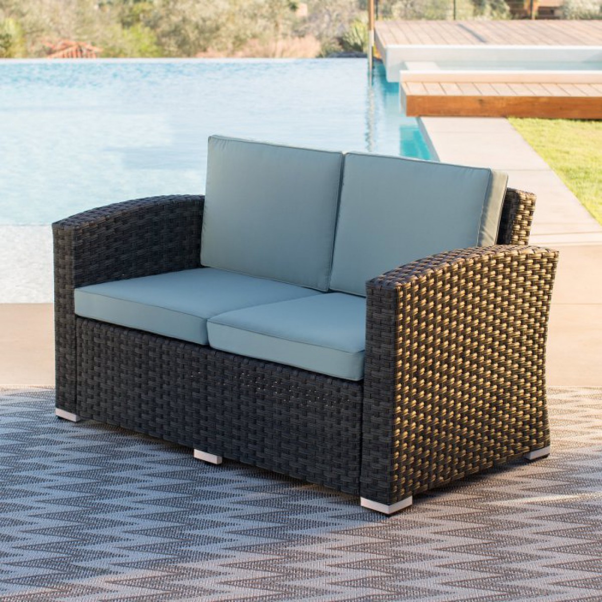 Nefeli Resin Wicker 4 Piece Patio Conversation Set with Cushions