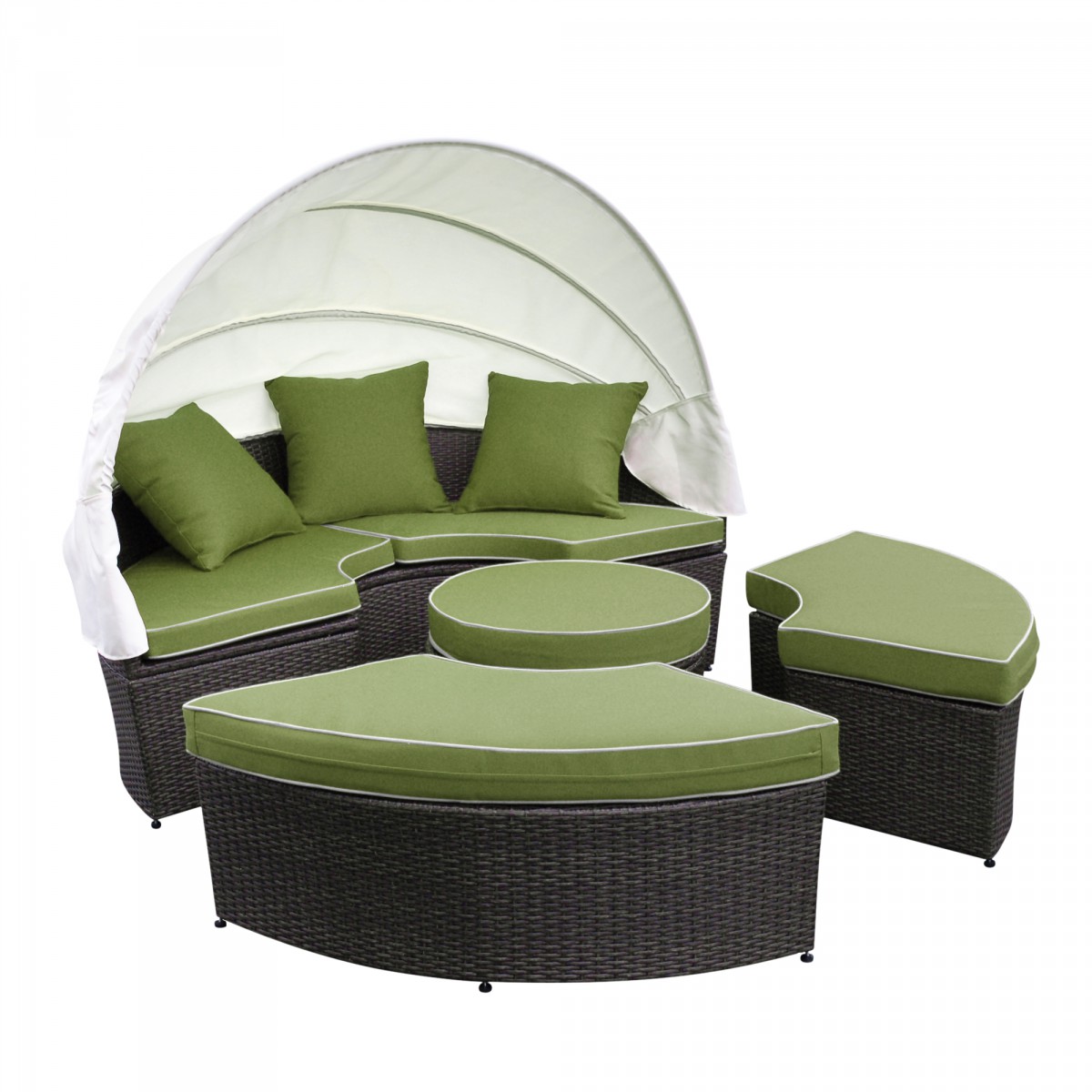 AllWeather Wicker Sectional Daybed Sage Green Cushions