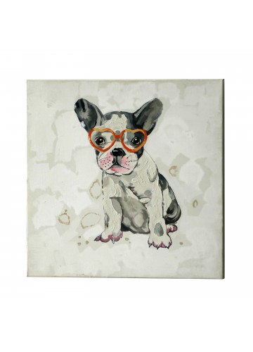 20 Inch Playful Puppy with Glasses Canvas Art