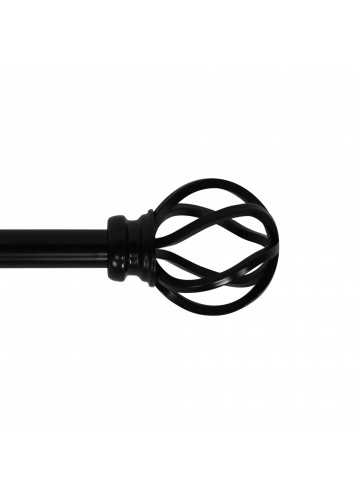 Sophie Adjustable Single Curtain Rod 48" to 84"-Black