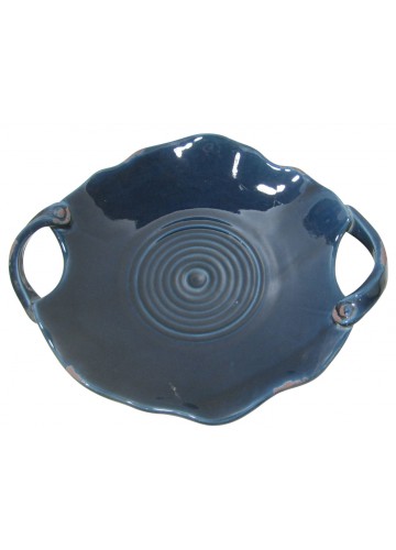 Blue Ceramic Plate with Blue Handle