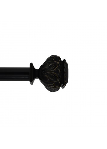 Peony Adjustable Single Curtain Rod 72" to 144"-Black