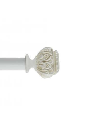 Peony Adjustable Single Curtain Rod 72" to 144"-White