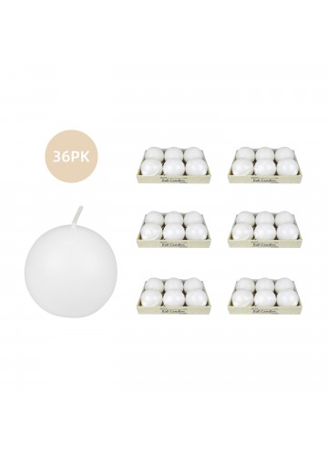 3 Inch White Ball Candles (36pcs/Case) Bulk