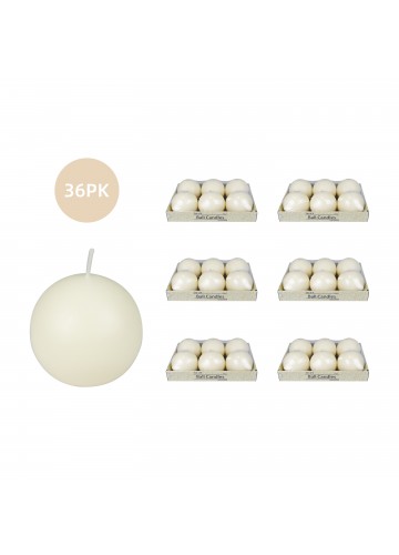 3 Inch Pale Ivory Ball Candles (36pcs/Case) Bulk