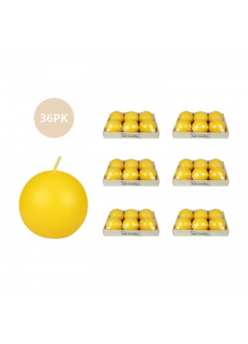 3 Inch Yellow Ball Candles (36pcs/Case) Bulk