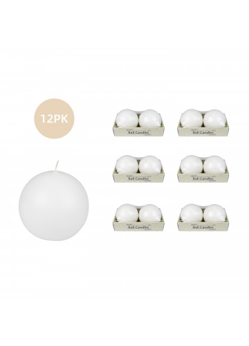 4 Inch White Ball Candles (12pcs/Case) Bulk