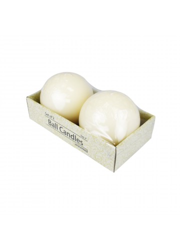 4 Inch Pale Ivory Ball Candles (2pc/Box)