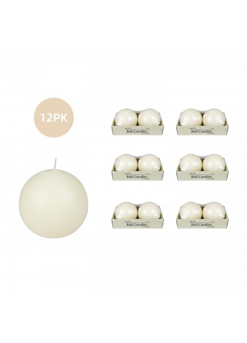 4 Inch Pale Ivory Ball Candles (12pcs/Case) Bulk