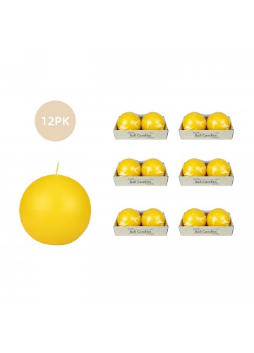 4 Inch Yellow Ball Candles (12pcs/Case) Bulk