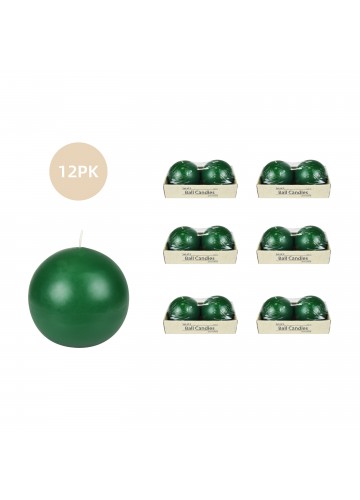 4 Inch Hunter Green Ball Candles (12pcs/Case) Bulk