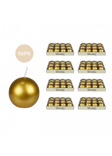 2 Inch Metallic Gold Ball Candles (96pcs/Case) Bulk
