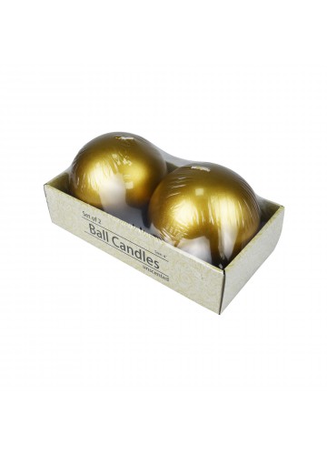 4 Inch Metallic Gold Ball Candles (2pc/Box)