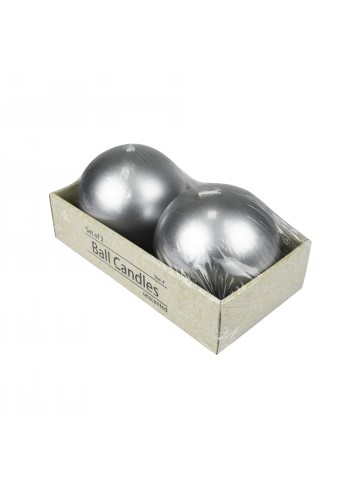 4 Inch Metallic Silver Ball Candles (2pc/Box)