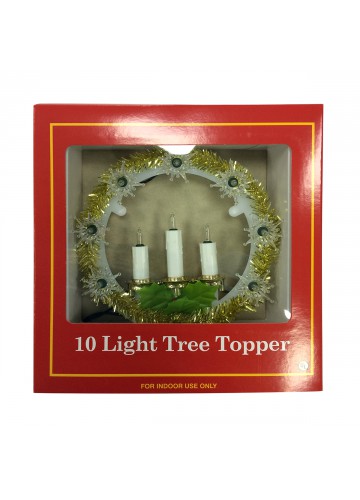 10 Lite Tree Topper W/Candle-Clear Light