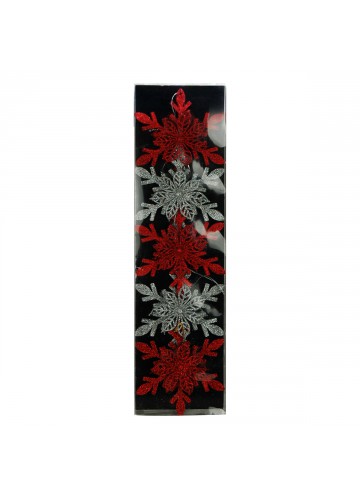 Red Silver 5Pk Point Snowflake