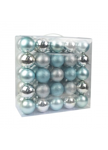 Combo 50Pk 3 Inch  Shiny Glitter Square-Silver/Blue Christmas Ornament