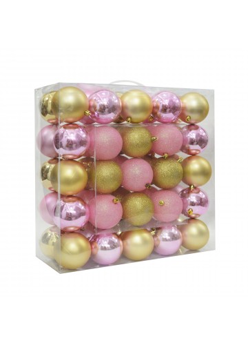 Combo 50Pk 3"  Shiny Glitter Square-Gold/Pink Christmas Ornament