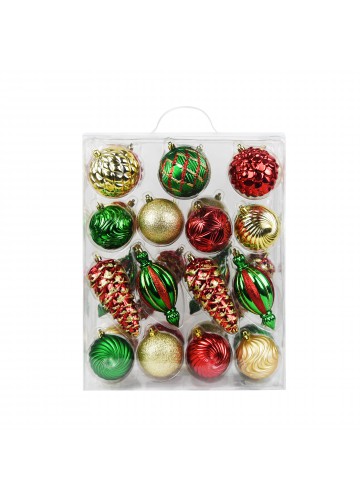 30Pk Christmas Shatterproof Ornaments-Multi