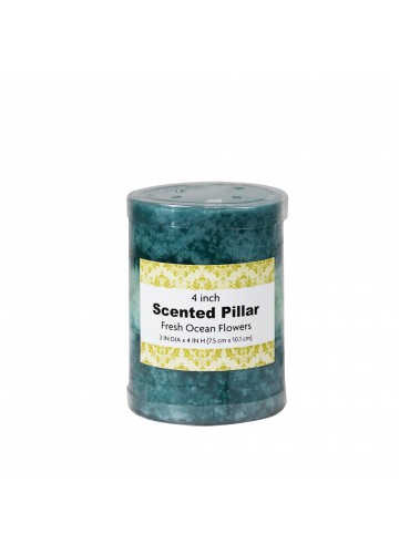 3 x 4 Inch Tritone Blue/Teal Scented Pillar Candle